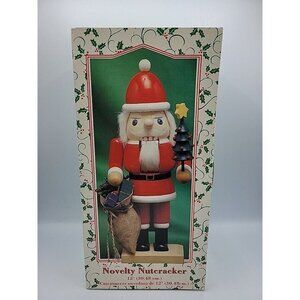 Novelty Wooden Nutcracker Santa Toys  Hand Paint 12" Christmas Holiday Decor N19